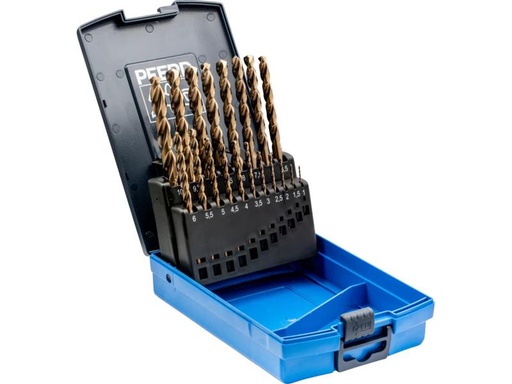 [90329900 1639555] Pferd HSSE-Spiralbohrer-Set 19-tlg. INOX N DIN 338