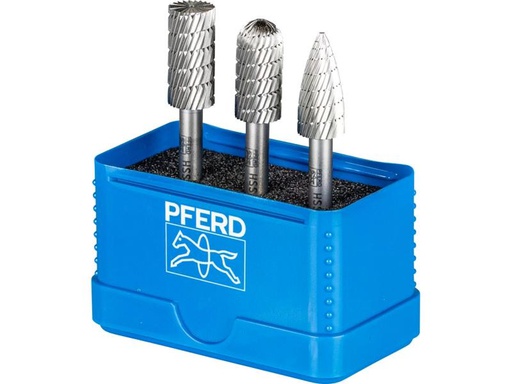 [90329904 1639589] Pferd HSS-Frässtifte-Set 86, 3-tlg. Zahnung 3 Schaft-Ø 6 mm