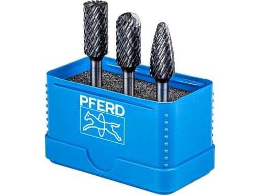 [90329909 1639577] Pferd Hartmetallfrässtifte-Set HC-FEP 3-tlg. Schaft-Ø 6 mm