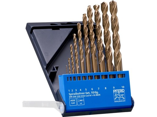 [90329939 1639554] Pferd HSSE-Spiralbohrer-Set 10-tlg. INOX N DIN 338