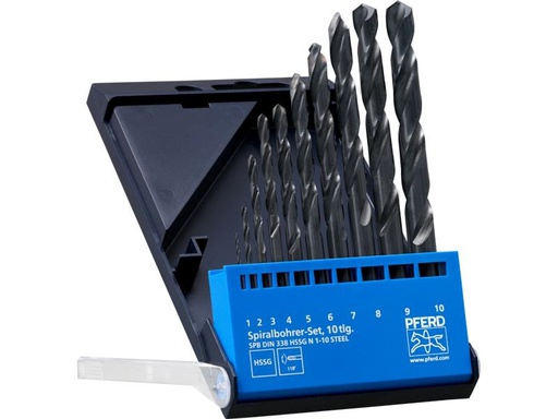 [90330000 1639553] Pferd HSSG-Spiralbohrer-Set 10-tlg. Stahl N DIN 338