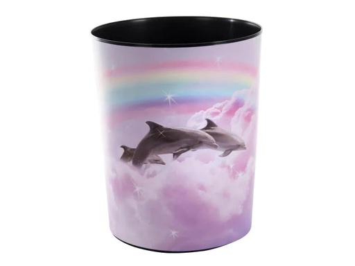 [90005293 1040942] Goldbuch Papierkorb Delfine 10 l, Schwarz; Pink; Blau