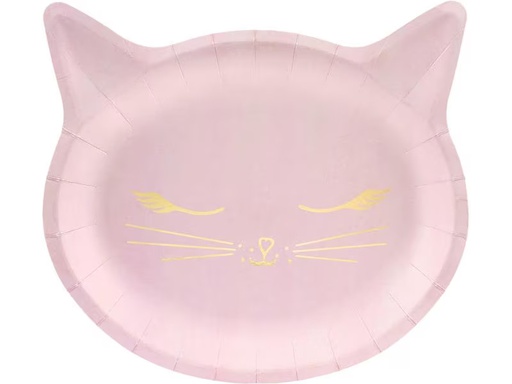 [90330204 1600503] Partydeco Einwegteller Cat 22 x 20 cm, 6 Stück, Rosa