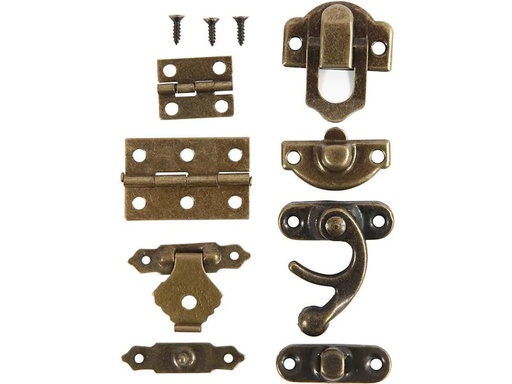 [90053196 1103877] Creativ Company Beschlag Verschluss Set 15-teilig, Antikgold