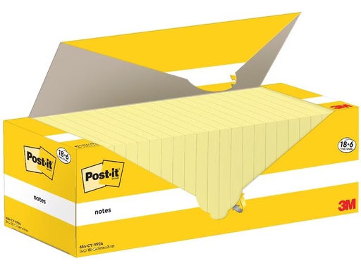 [90331236 1654650] Post-it Notizzettel 3M, 76 x 76 mm, 18+6 Blöcke, Gelb