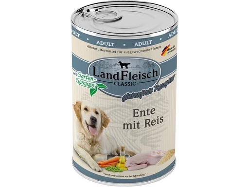 [90331621 1653801] LandFleisch Nassfutter Classic Ente mit Reis, 400 g