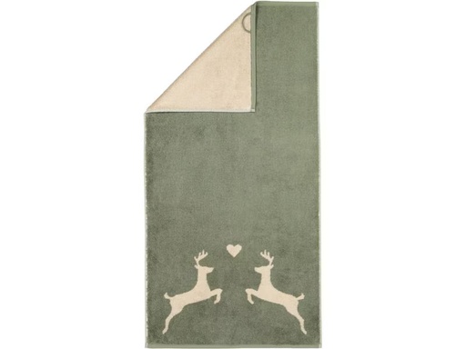 [90331699 1662808] Cawö Handtuch Alpenchic Edition Hirsch 50 x 100 cm, Beige/Grün