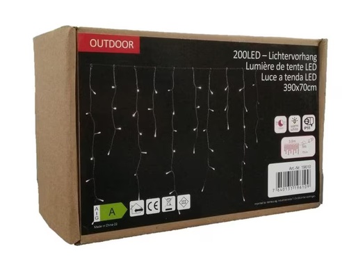 [90331990 1131237] Dameco LED-Lichtervorhang Icicle Outdoor 200 LED