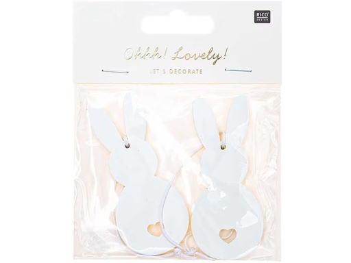 [90332393 1146402] Rico Design Aufhänger Hase 2 Stück, Weiss