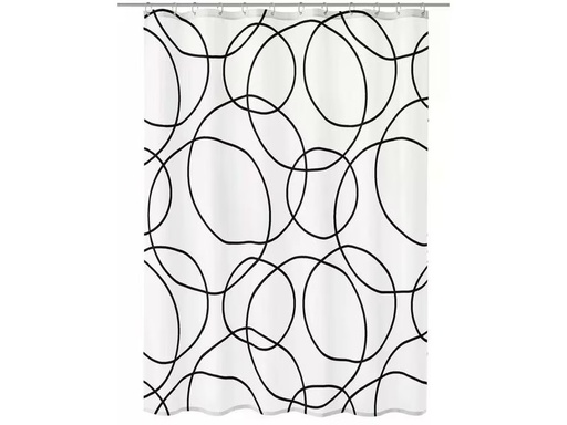 [90332404 1665853] Kleine Wolke Duschvorhang Rings 180 x 200 cm, Schwarz/Weiss