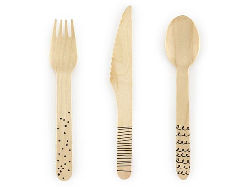 [90332901 1665193] Partydeco Einweg-Besteckset Holz 1 Stück Schwarz