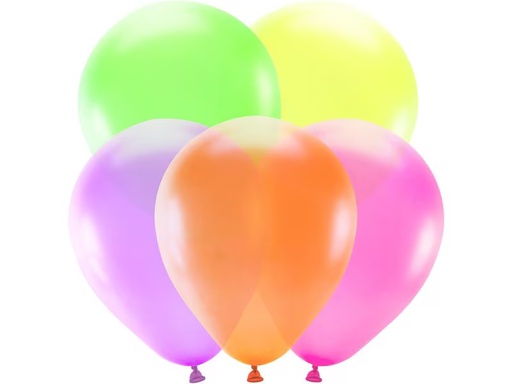 [90332937 1665538] Partydeco Luftballon Uni Neon 5 Stück, Mehrfarbig, Ø 25 cm