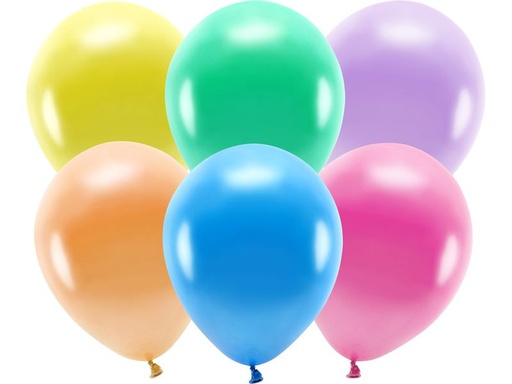 [90332943 1665531] Partydeco Luftballon Uni Eco Metallic 100 Stück, Mehrfarbig, Ø 30 cm