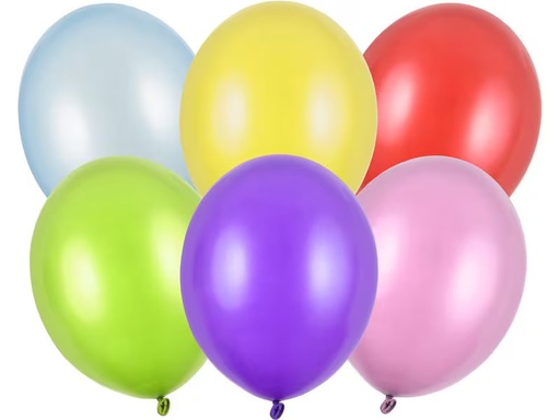 [90332976 1665527] Partydeco Luftballon Uni Strong Metallic 50 Stück, Mehrfarbig, Ø 30 cm