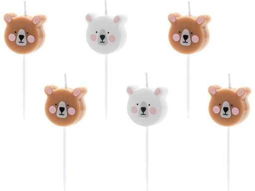 [90333050 1665248] Partydeco Kerze Teddybär 6 Stück