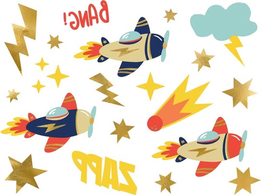 [90333265 1665217] Partydeco Tattoo Set Flugzeug