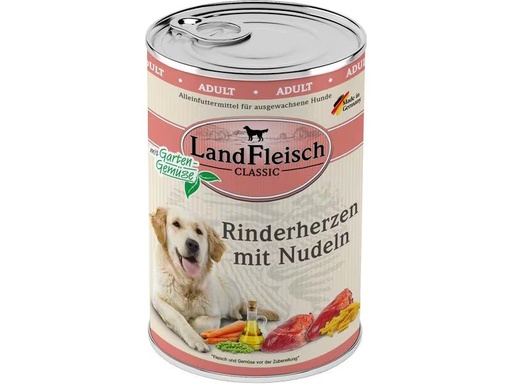 [90333349 1653804] LandFleisch Nassfutter Classic Rinderherzen mit Nudeln, 400 g