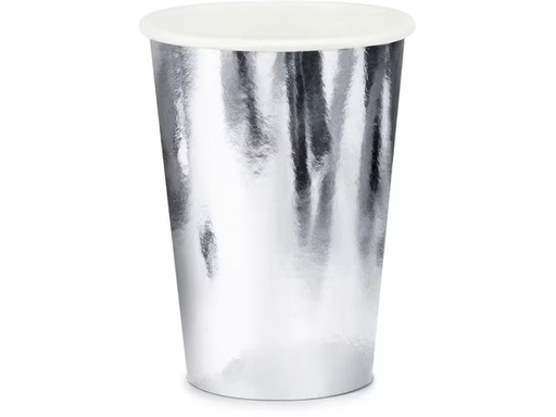 [90333364 1665181] Partydeco Einwegbecher Uni 220 ml, 6 Stück, Silber