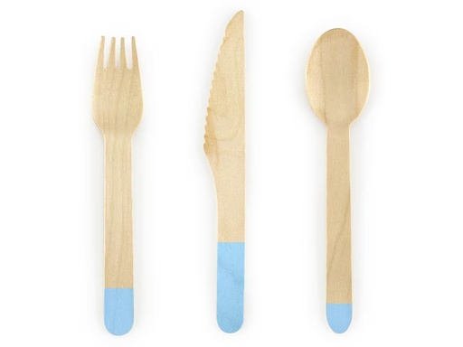 [90333459 1665192] Partydeco Einweg-Besteckset Holz 1 Stück Blau