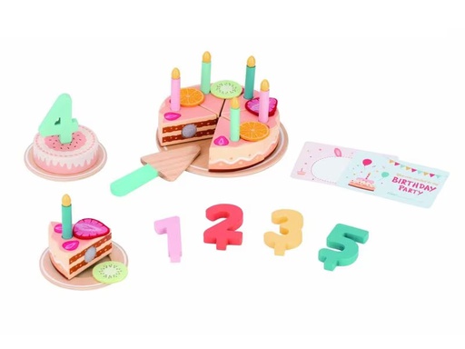 [90334219 1671700] Spielba Holzspielwaren Spiel-Lebensmittel Geburtstagskuchen zum Schneiden