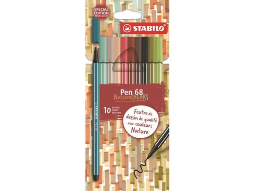 [90335356 1672826] STABILO Fineliner Pen 68 NatureColors 10er, Mehrfarbig