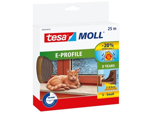 [90335907 1677215] tesa Dichtungsband E-Profil, Braun, 25 m x 9 mm