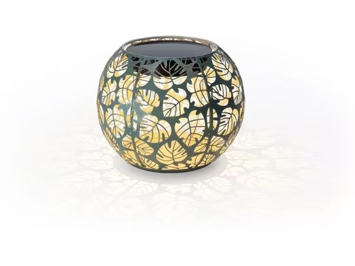 [90335976 1670244] STT Windlicht Solar Antic Globe Monstera Ø 22 cm, Dunkelgrün