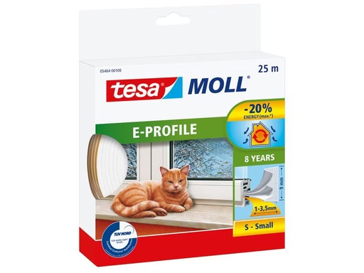 [90336085 1677213] tesa Dichtungsband E-Profil, Weiss, 25 m x 9 mm