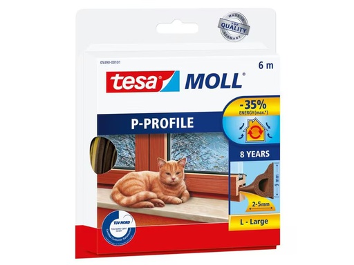 [90336104 1677206] tesa Dichtungsband P-Profil, Braun, 6 m x 9 mm