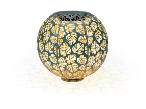 [90336221 1670226] STT Windlicht Solar Antic Ball Monstera Ø 30 cm, Dunkelgrün