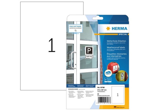 [90336376 1677974] HERMA Outdoor-Etiketten 210 x 297 mm, 20 Blatt