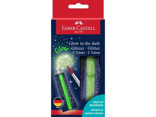 [90336896 1677793] Faber-Castell Glitterpaste Glow in the dark 2 Täubchen je 12 ml