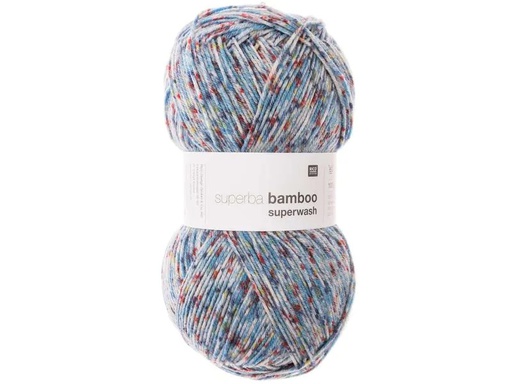 [90053855 1156824] Rico Design Wolle Bamboo für Socken 4-fädig, 100 g, Konfetti Blau