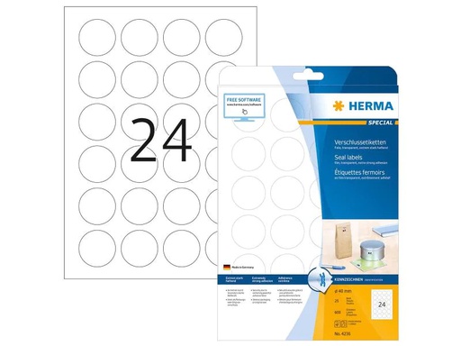 [90053875 1060489] HERMA Runde Etiketten Verschlussetiketten 4236 40 mm