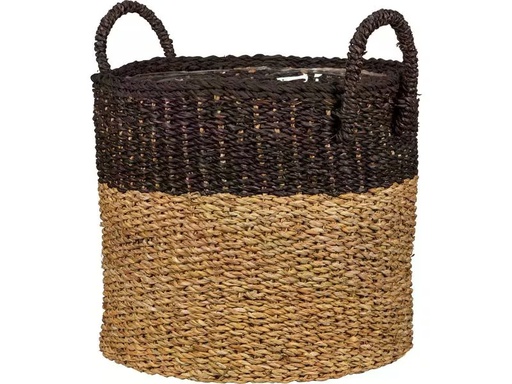 [90337423 1648734] scheurich Pflanzengefäss mit Griffen 38 x 33 cm,  Nature/Schwarz