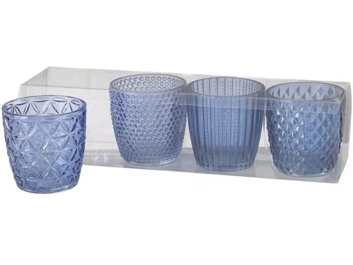 [90337771 1677280] Boltze Windlicht Marilu 4 Stück, 7.5 cm, Blau
