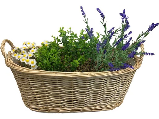 [90338028 1591373] Dameco Kunstblume Lavendel und Kamille im Korb, 40 x 54 x 24 cm