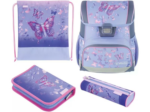 [90338580 1684594] Herlitz Schulthek Loop Plus Blue Butterfly 4-teiliges Set