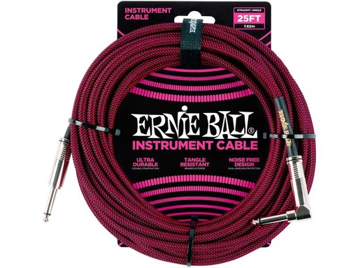 [90339265 1403899] Ernie Ball Instrumentenkabel 6062 – 7.62 m, Rot/Schwarz