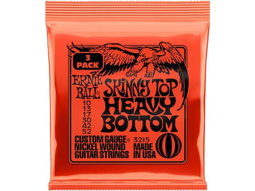 [90339328 1501708] Ernie Ball Gitarrensaiten 3215 Skinny Top Heavy BS – 10-52, 3er Pack