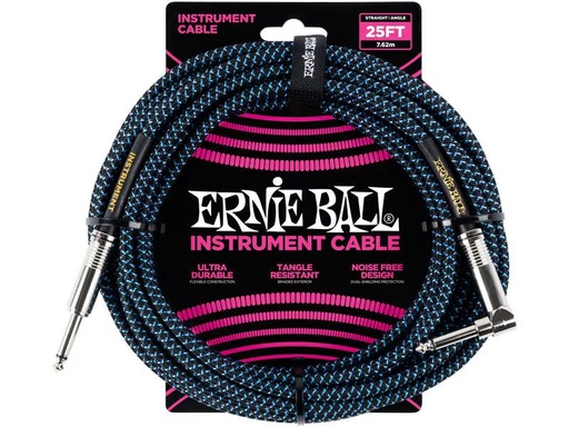 [90339338 1403898] Ernie Ball Instrumentenkabel 6060 – 7.62 m, Blau/Schwarz