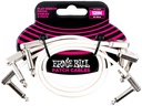 Ernie Ball Patch-Kabel 6386 Flat Ribbon, 3er Pack – 0.3 m, Weiss