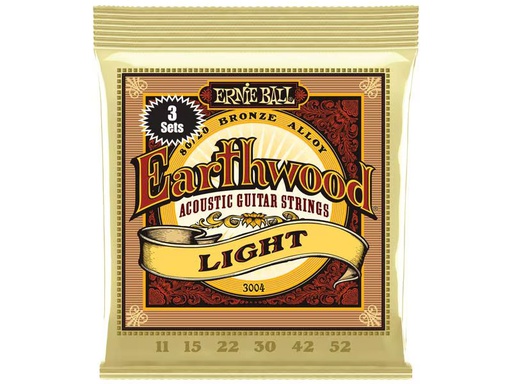 [90339378 1358140] Ernie Ball Gitarrensaiten 3004 Earthwood Bronze 3er Pack – Light 11-52