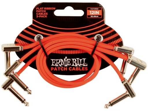 [90339383 1432667] Ernie Ball Patch-Kabel 6403 Flat Ribbon, 3er Pack – 0.3 m, Rot