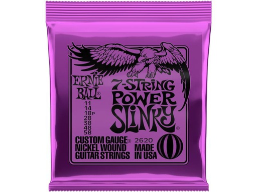 [90339412 1501651] Ernie Ball Gitarrensaiten 2620 7-String Power Slinky – 11-58