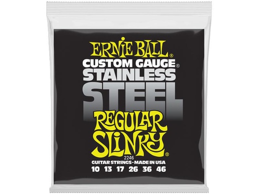 [90339422 1358036] Ernie Ball Gitarrensaiten 2246 Slinky Stainless Steel – Regular 10-46