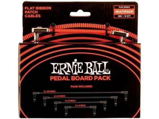 [90339428 1432668] Ernie Ball Patch-Kabel 6404 Flat Ribbon, Multipack – 10 Stück, Rot