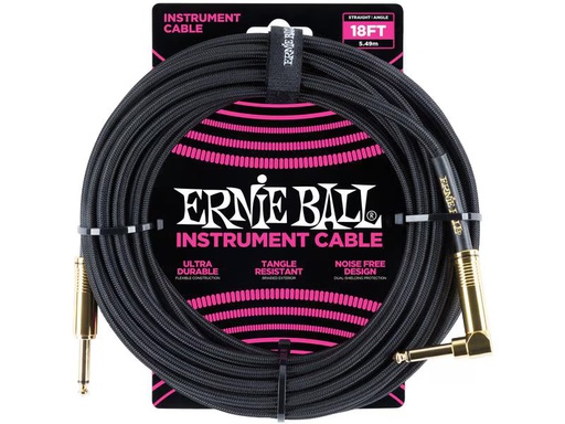 [90339440 1403915] Ernie Ball Instrumentenkabel 6086 – 5.49 m, Schwarz