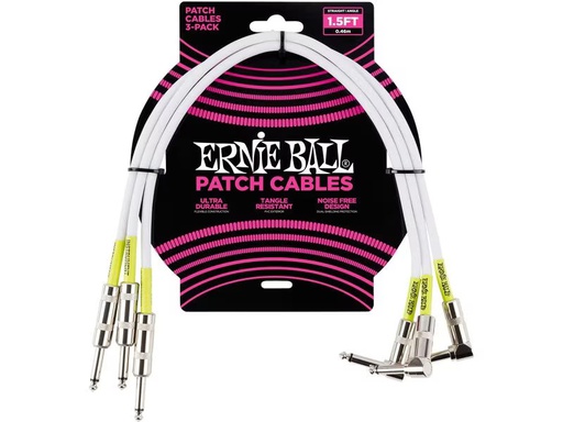 [90339455 1403922] Ernie Ball Patch-Kabel 6056 3er Pack – 0.46 m, Weiss