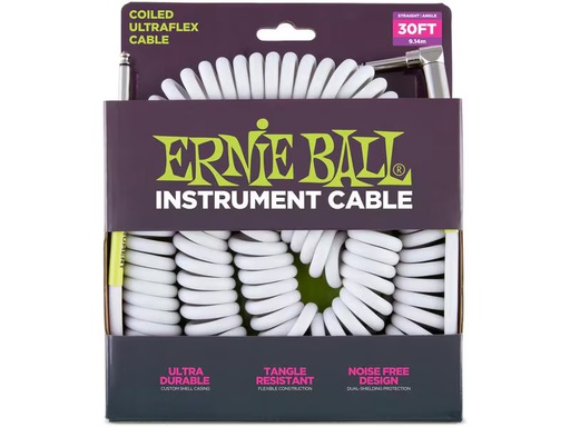[90339460 1403892] Ernie Ball Instrumentenkabel 6045 – 9.14 m, Weiss